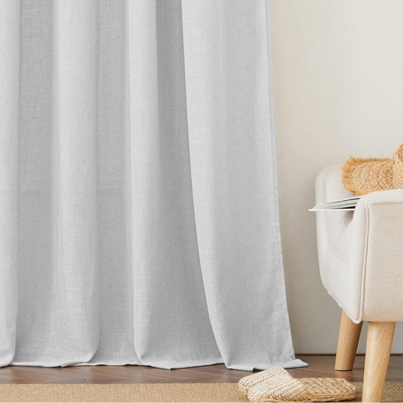 Dove gray Semi Sheer Curtains Linen Textured Blend Sheer W 52 x L 108 1 Pair - Picture 6 of 6